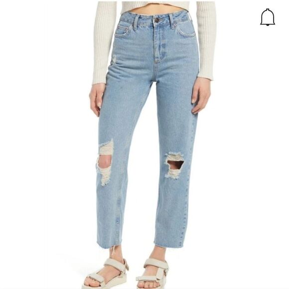 BDG Urban Outfitters Pax Ripped High Waist Jeans In Light Wash - Picture 1 of 13